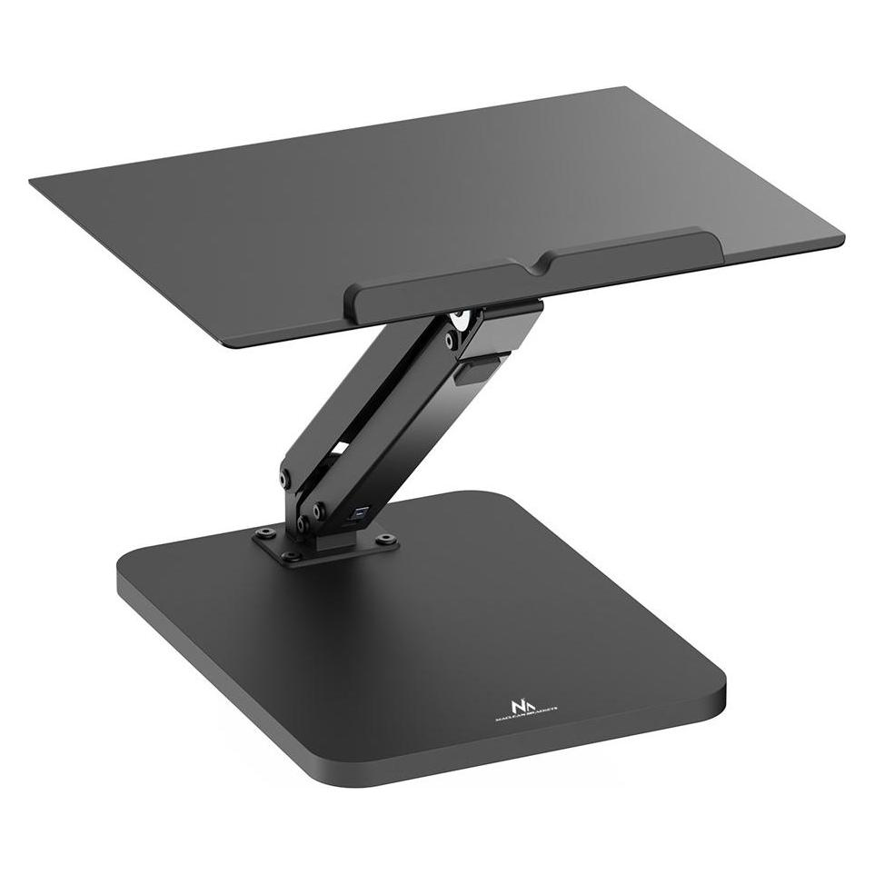 Maclean desk stand for monitor or laptop gas spring for standing and sitting work black MC-493 (MC-493)