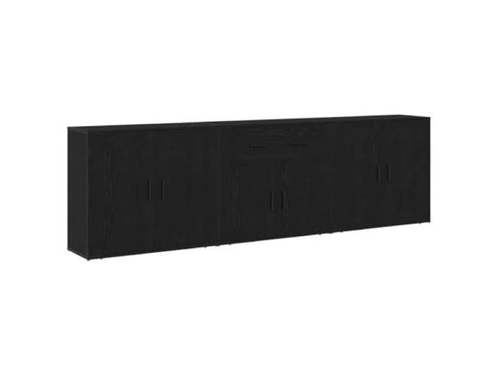 Coespram Sideboard Schwarz Eichen-Optik 240x33x70 cm Anrichte Stilvolle Kommode fuer Wohnzimmer und Esszimmer mit 6 Tueren und 1 Schublade fuer strukturierte Aufbewahrung zu Hause.