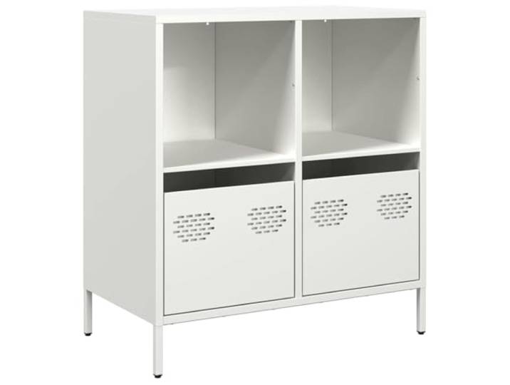 HEFZGDB Sideboard Weiß 68x39x73,5 cm aus kaltgewalztem Stahl mit Schubladen und Stauraum, pflegeleichtes Metall Sideboard, Robustes mit Stahlkonstruktion und Stabiler Oberplatte