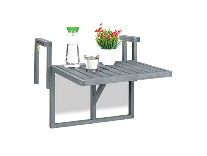 Relaxdays Table Repliable en Bois\, Meuble d’appoint à Suspendre et à Plier\, Hauteur réglable\, HxLxP : 55x70x65 cm\, Gris