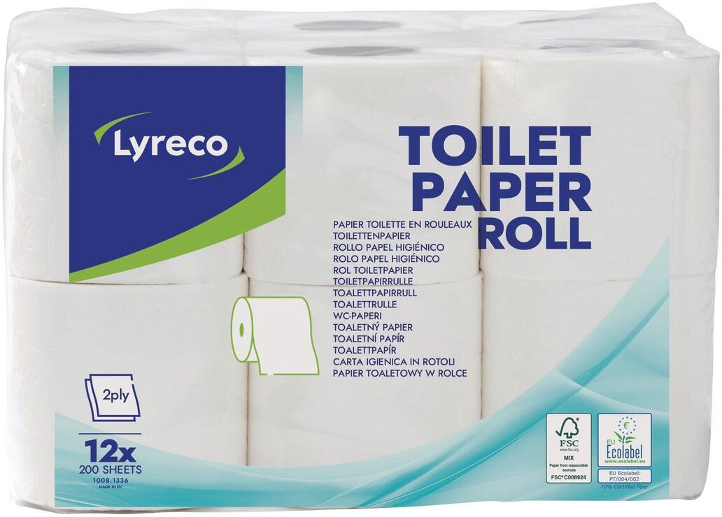 LYRECO Toalettpapper 2-lagers vit 12/fp