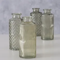 Boltze Glasvase Panja 4-teilig, 14 cm, Ø 6 cm, grün
