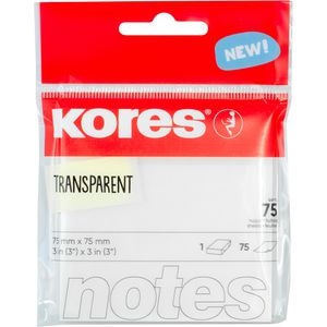 Kores Haftnotizen N48187, transparent, 75 x 75mm, selbstklebend, 75 Blatt