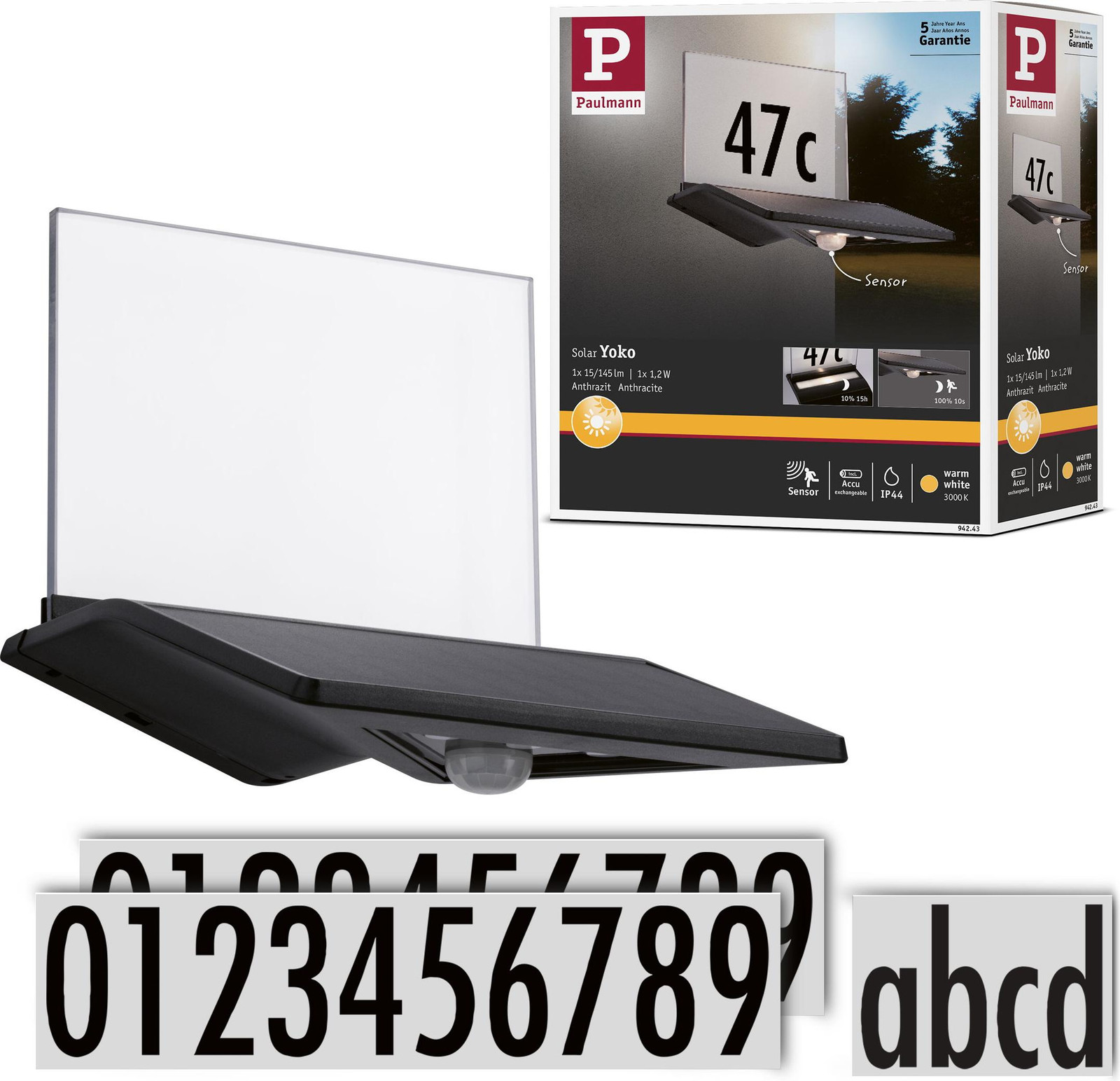 Paulmann Solar LED Wandlamp Yoko, Grijs, B/D/H: 18 x 17,5 x 16 cm