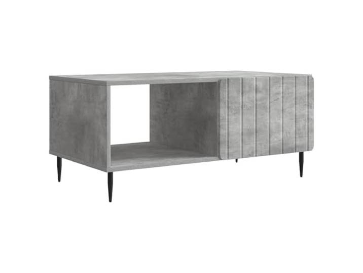 KMVXCVNM Couchtisch Betongrau 90x50x40 cm Sofatisch mit Fach Eleganter Wohnzimmertisch mit Stauraumfach, strapazierfähigem Korpus und soliden Metallbeinen für jedes Ambiente.