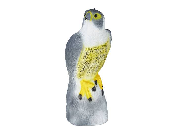 Vogelschreck Falke sitzend Weiss-Gelb-Grau