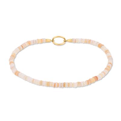 Fußkette TAMARIS "Schmuck Geschenk Edelstahl Körperschmuck All About Beads", gold (gelbgoldfarben, weiß, beige, natur, weiß, beige, natur), Fußketten, Damen, Edelstahl, mit Naturstein