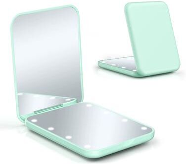 Quick Pick Pro LED Compact Mirror 1X 3X Magnification, Mini Pocket Makeup Mirror For Purse, Travel Beauty Mirror Portable Gift green