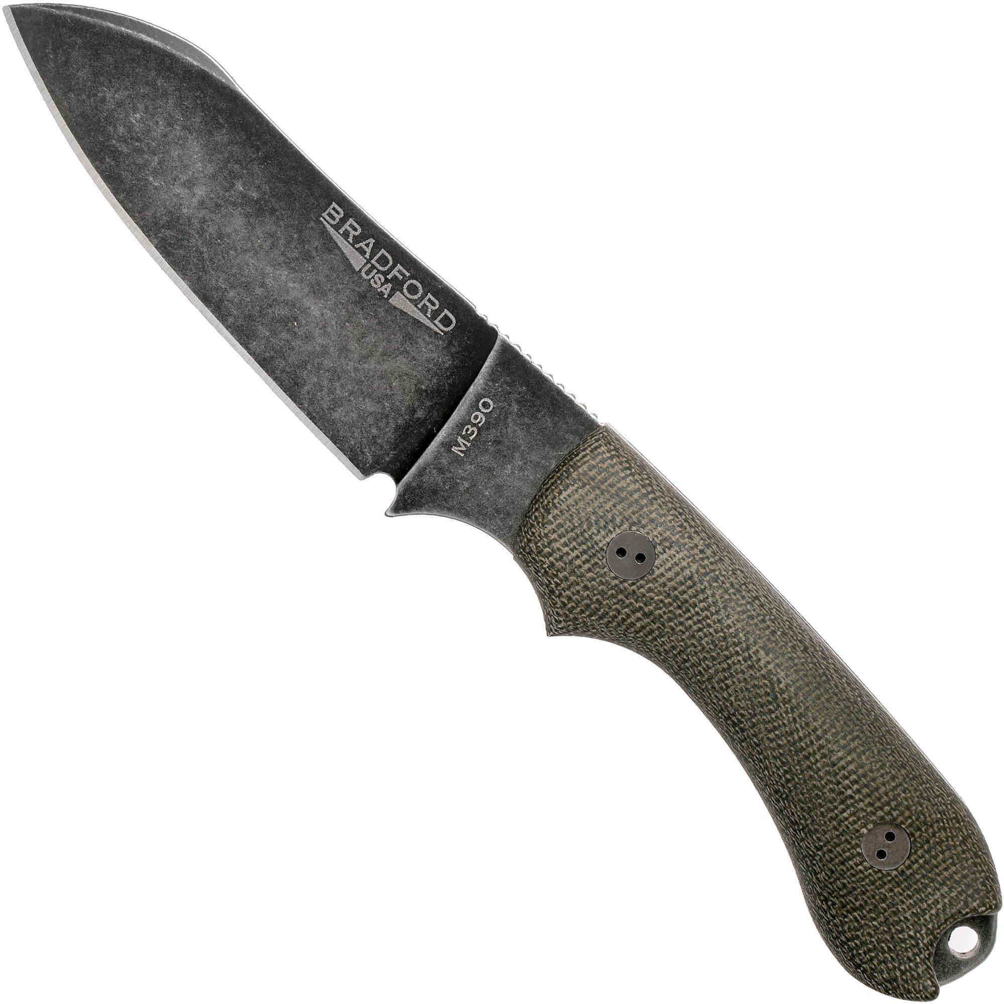Bradford Knives Bradford Guardian 3SF, 3D OD Green Micarta Guardian 3 M390, Sabre Nimbus 3SF-102N