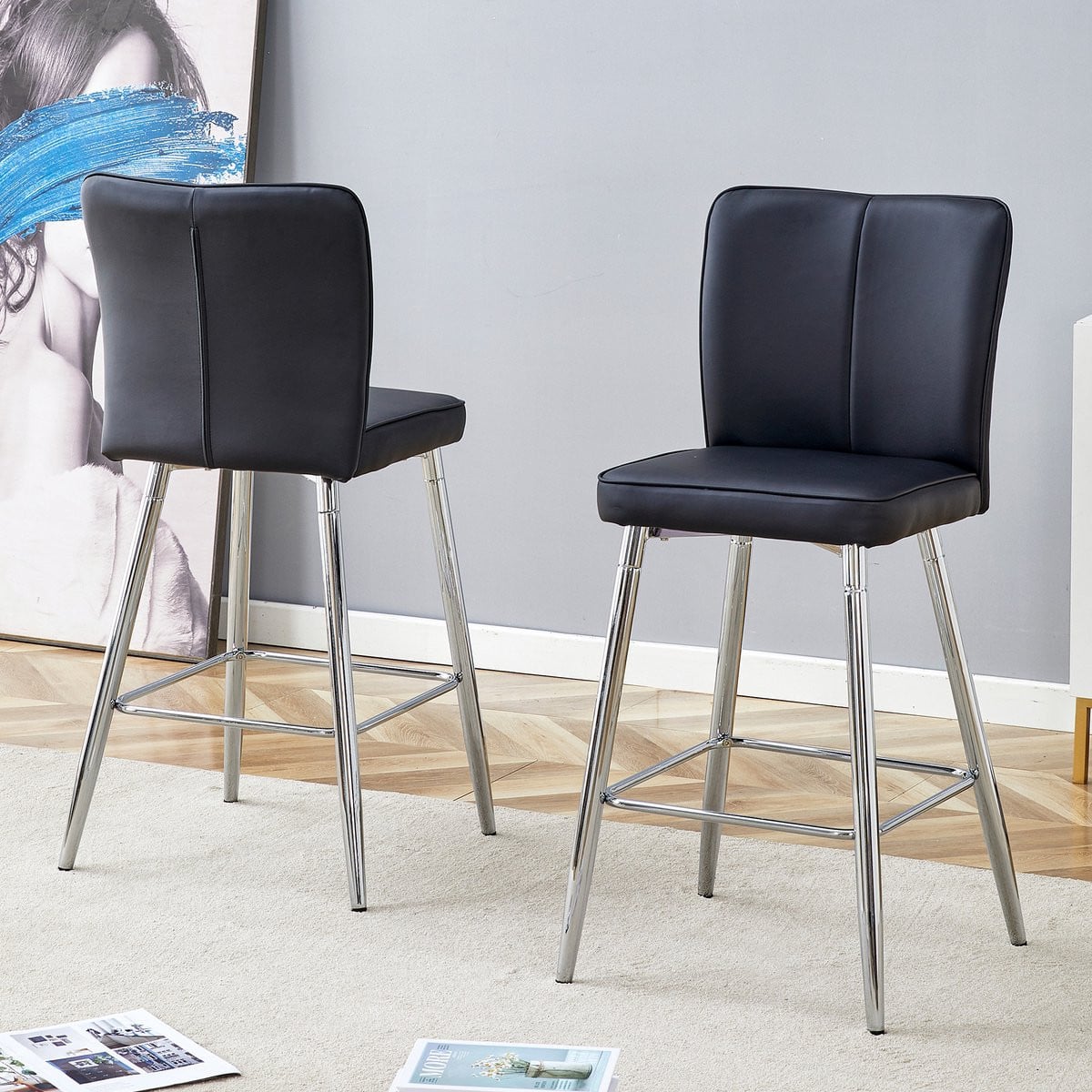 Set van 2 ergonomische barkrukken voor volwassenen