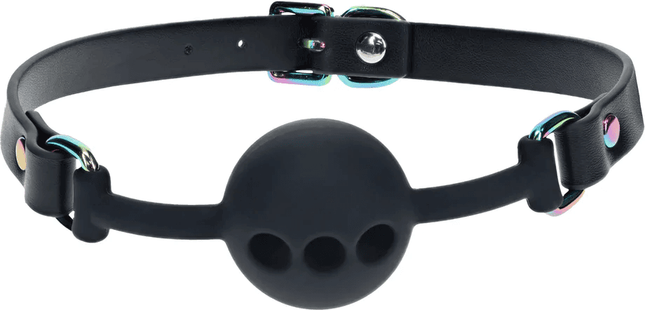 Ouch Bâillon Boule à Trous en Silicone - Collection Venice - Noir
