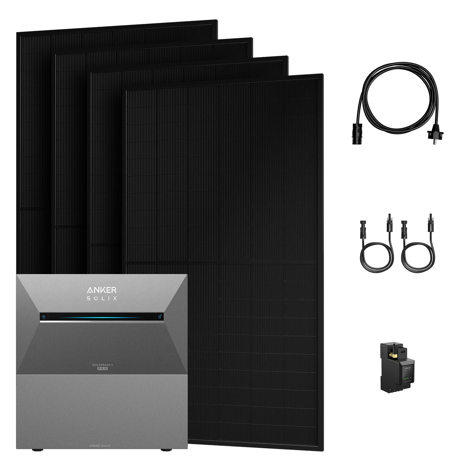 Powerness Balkonkraftwerk mit Speicher, Anker SOLIX Solarbank 3 E2700 Pro und 1x BP2700 Erweiterungsakku, 2000W Solarmodule & Smarter Zähler 0% VAT