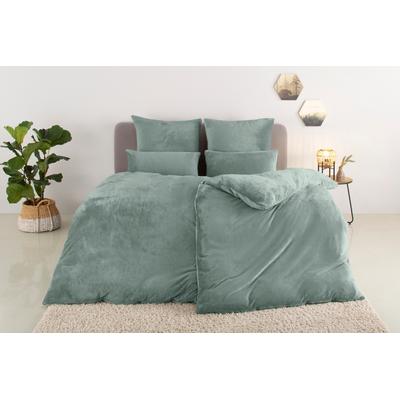 Bettwäsche OTTO HOME "Desner3, besonders weich im Griff, Cashmere-Touch", grün (jade), B/L: 155cm x 220cm, 1 Stk., 1 Stk., Fleece, B/L: 80cm x 80cm, 2, Fleece, Obermaterial: 100% Polyester, Bettwäsche, Bettwäsche, Bettwäsche mit Reißverschluss,...