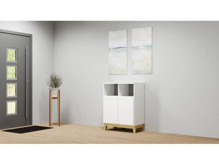 Sideboard schmal MDF Beschichtet MDF Weiß matt