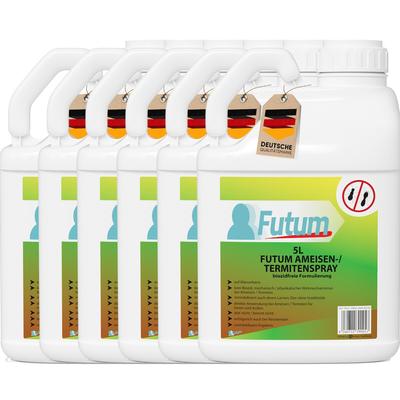 FUTUM 6x5L Ameisenspray / Termitenspray bekämpft Insekten, Eier, Larven, Insektenspray ohne Biozide auf Wasserbasis, Sofortwirkung ohne Flecken