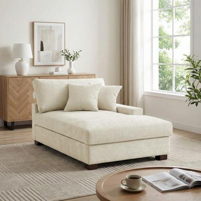 Lumibee "40.8""W Modern Chenille Upholstered Chaise Lounge with Pillow"