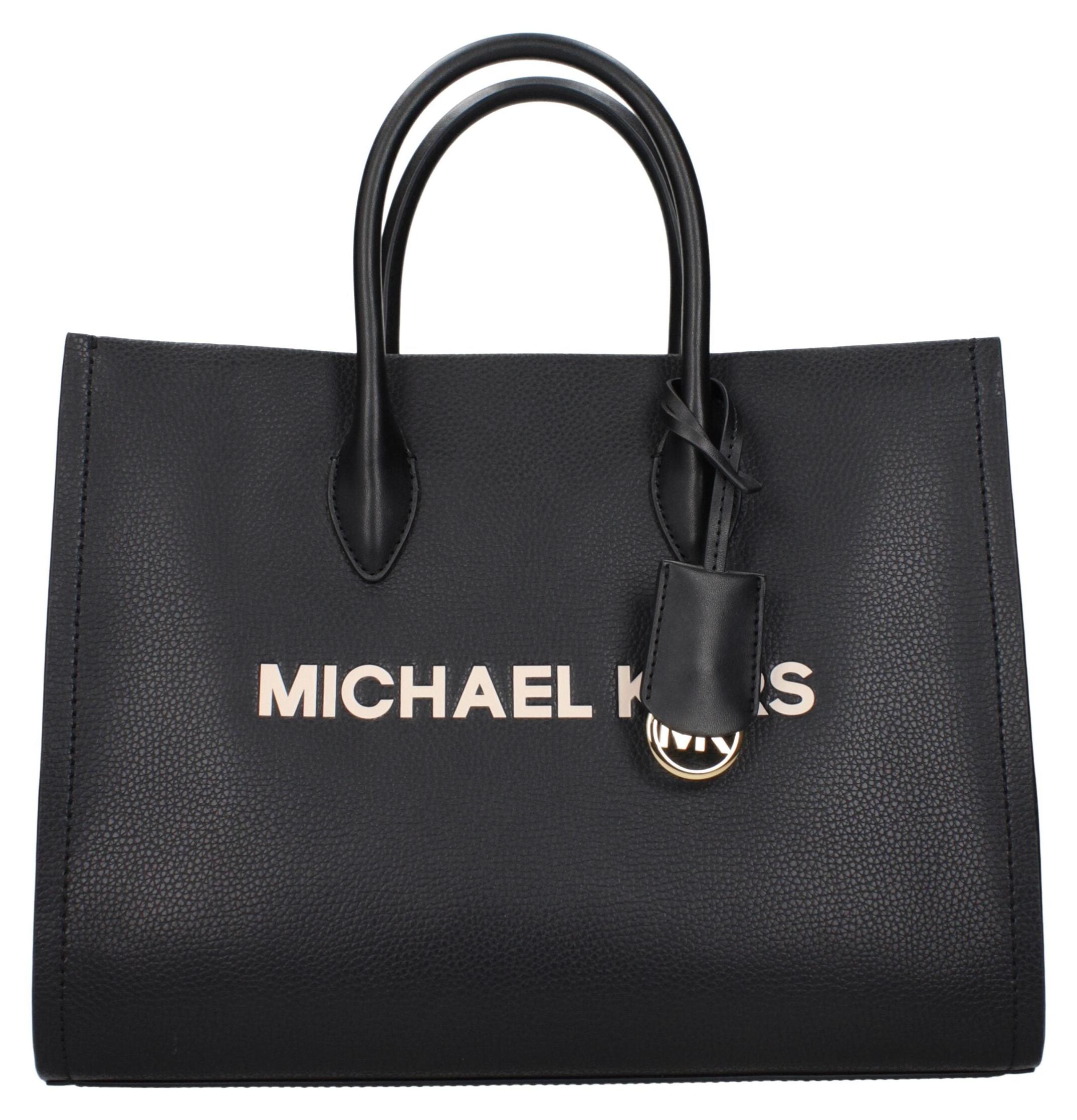 Michael Kors Mirella Cabas genarbtes Leder schwarz gold