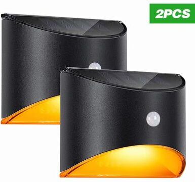 Inspired Finds Solar Motion Sensor LED Step Wall Light For Outdoor Pathways And Gardens cold White 2pcs Light