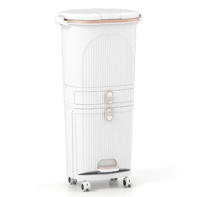 Helloshop26 - Küchenabfalleimer mit zwei 12-Liter-Eimern und einem 14-Liter-Fach einfache Sortierung modernes Design weißes PP 20_0018552
