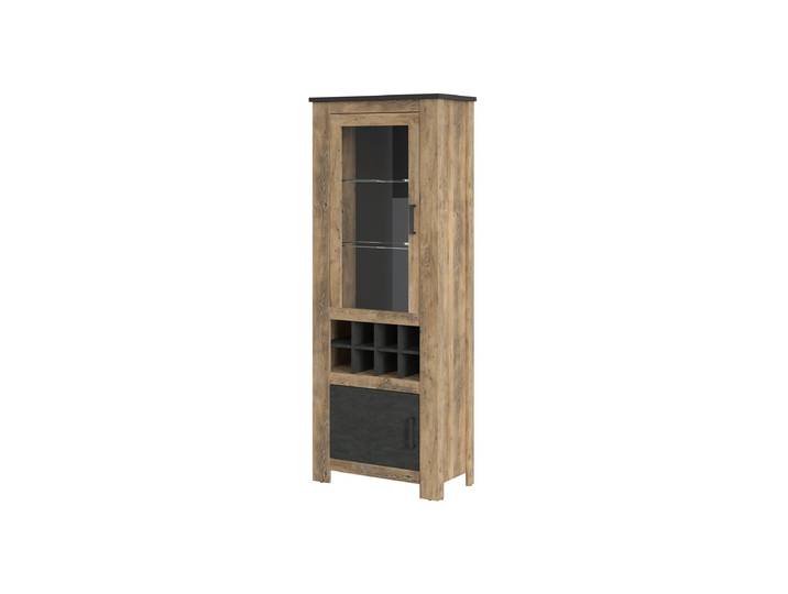 Vitrine mit Glastür Kastanie - grau Breite 74 cm - RAPALLO