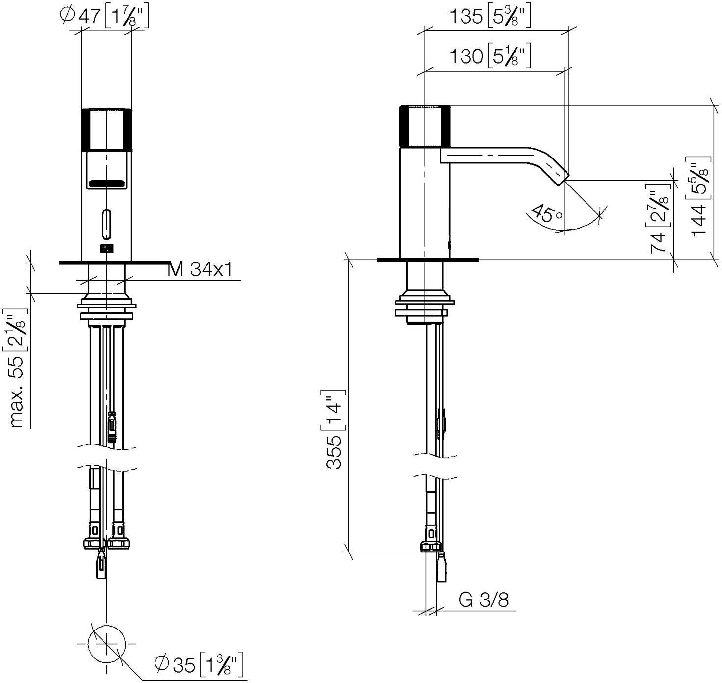 Dornbracht IMO Waschtischarmatur mit Infrarot-Sensorik, Netzbetrieb, Badarmaturen, 44511670-00, chrom
