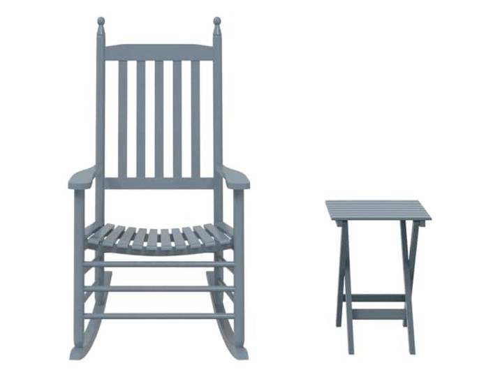 Grauer Schaukelstuhl aus Pappelholz mit Klapptisch, Terrasse Gestell aus Pappelholz, ergonomische Rückenlehne, Klapptisch, Wasserabweisend, Außen- und Innenbereich, bis 110 kg