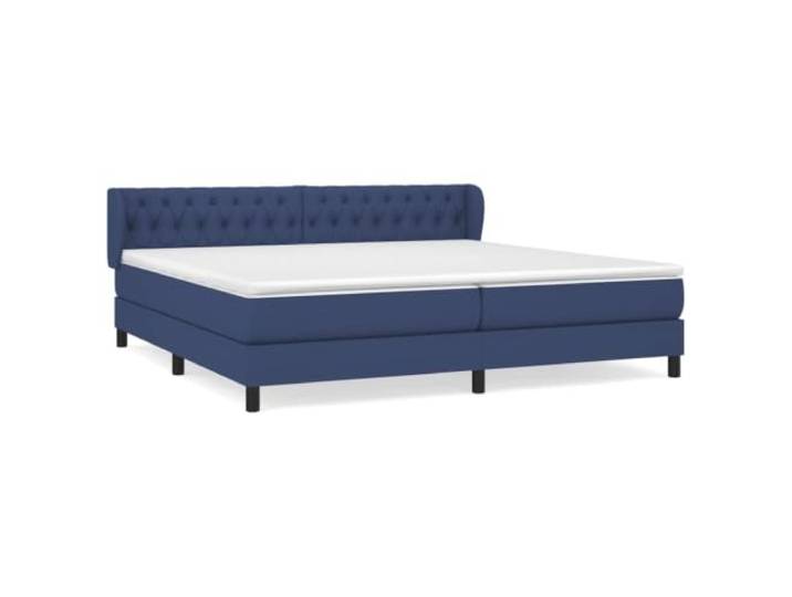 PUGYNBK Box Spring Bett, 200 x 200 cm, blauer Stoff Verstellbares Kopfteil, Taschenfederkerne, mittlere Festigkeit, atmungsaktiver Schutz