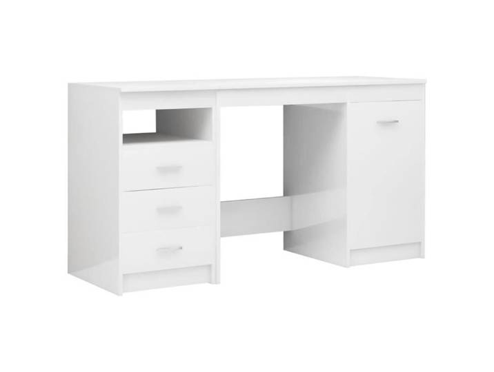 Bureau Blanc brillant 140x50x76 cm Aggloméré HILILAND --LIS POIS: 48.5