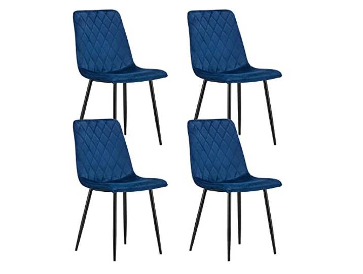 Home Collective Esszimmerstuhl Wohnzimmerstuhl Stuhl mit Velours-Sitz mit schwarzen Metallbeinen ergonomisch für Wohnzimmer Büro Schlafzimmer oder Esszimmer maximale Belastung: 120 kg blau 4er Set