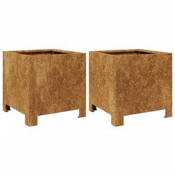 Helloshop26 - Hochbeet-Pflanzkasten für Pflanzen Blumen Garten Terrasse 2er-Set 30 x 30 x 30 cm brauner Cortenstahl 02_0038918