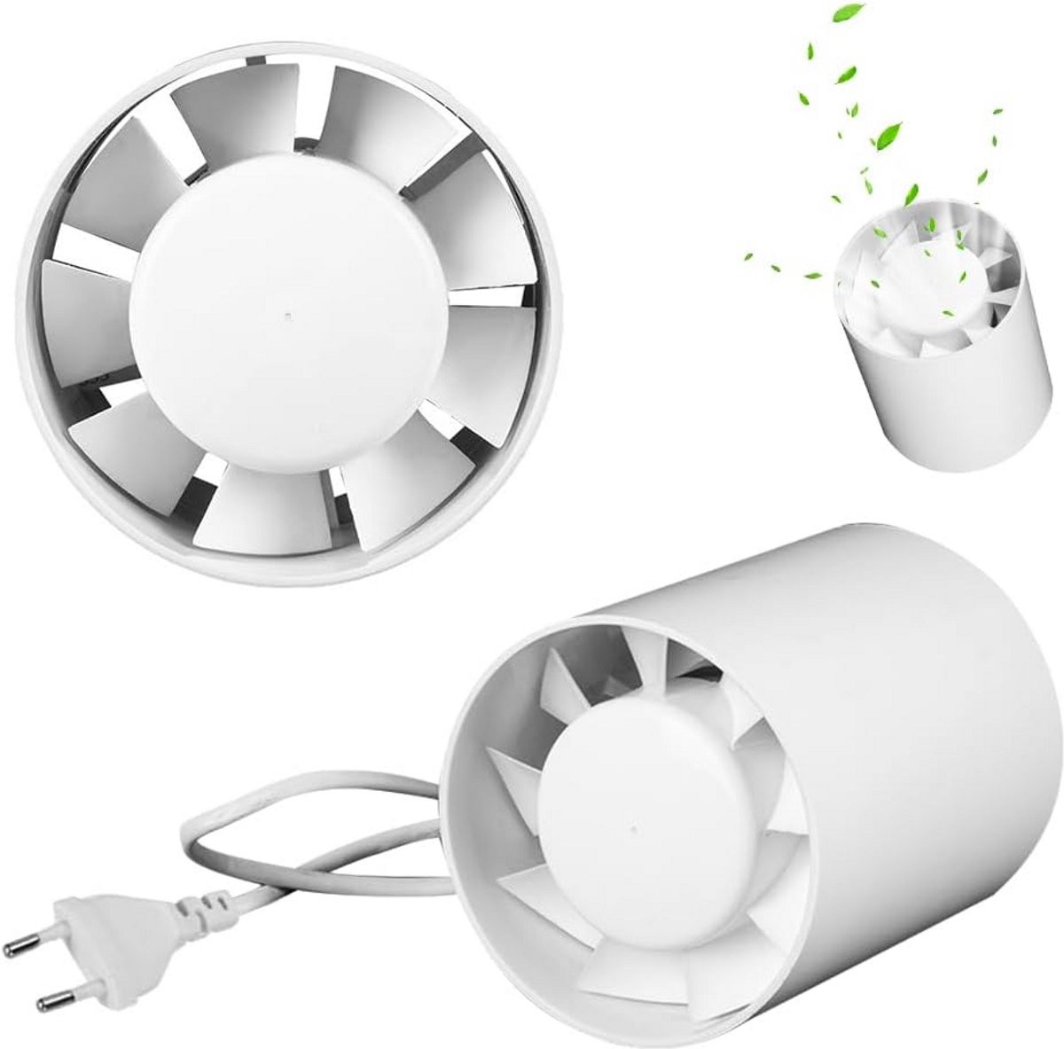 Ultra stille witte buisventilator voor luchtverversing met een diameter van 100 mm