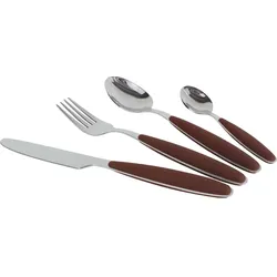 Gimex Edelstahlbesteck Set mit Soft-Touch-Griff 16 teilig braun