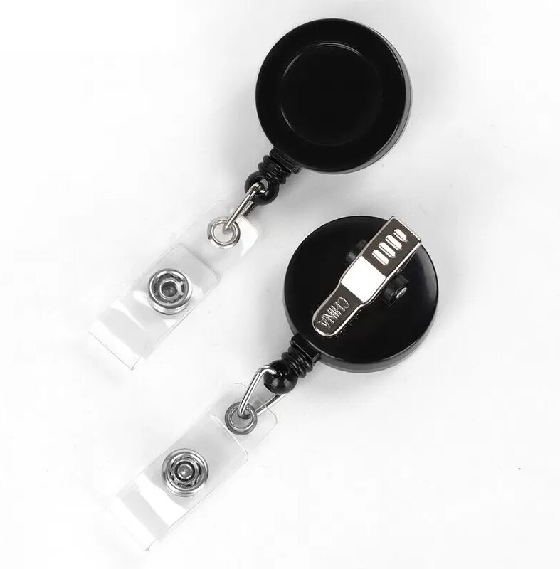 INF Einziehbarer Ausweishalter Clip Schwarz, 5 Stk. - Zinklegierung & PVC, Sichere Ausweisrolle