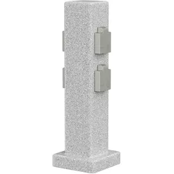 ledscom.de Garten Steckdosensäule POCK für außen, IP44, 4-fach, grau (Stein-Optik), eckig, 40 cm