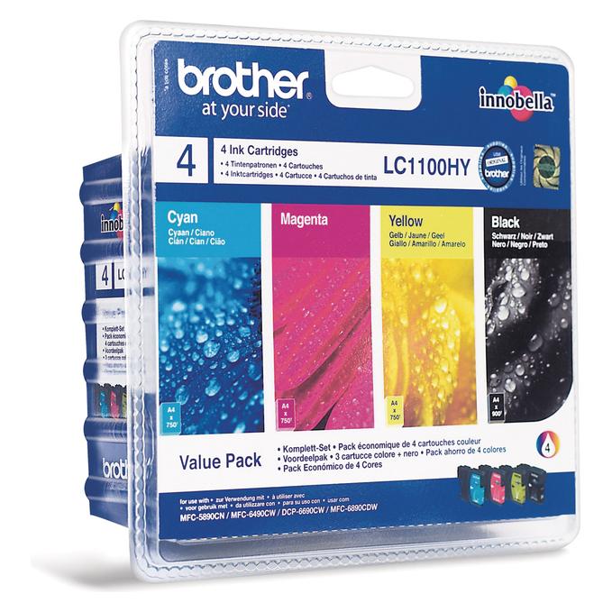 Brother LC-1100HYVAL Value Pack (BK, C, M, Y) (LC-1100HYVAL)