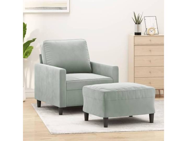 HEFZGDB Sessel mit Hocker Hellgrau 60 cm Samt Polsterung Modernes Design für Wohnzimmer und Entspannung Robustes Gestell Bequeme Sitzfläche Vielseitiger Fußhocker Strapazierfähiges