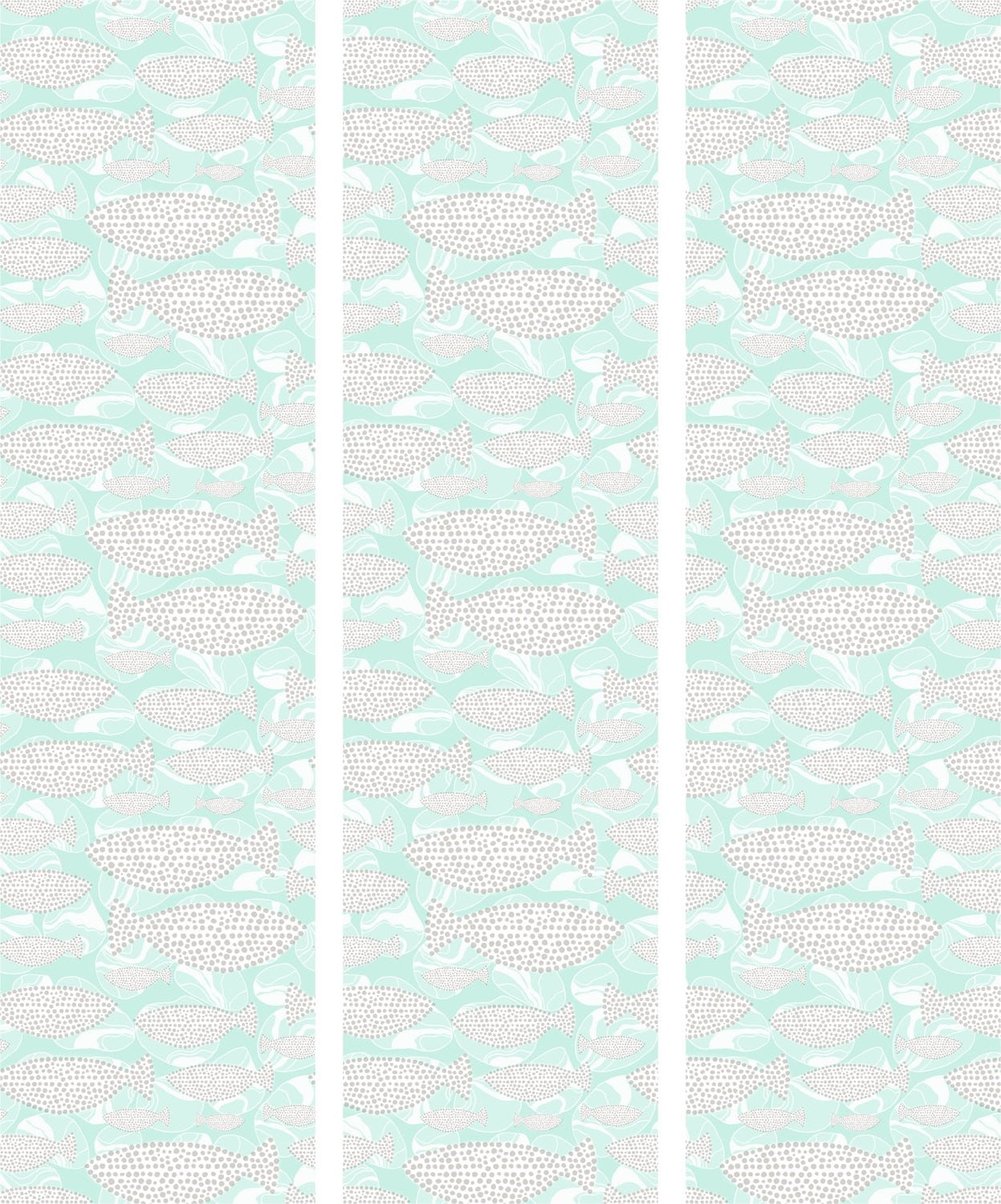 Akoestisch Kamerscherm Minimalist Fish - 3-delig - Mintgroen - Geluidsabsorberend - Houten Frame - B/D/H: 135 x 172 cm