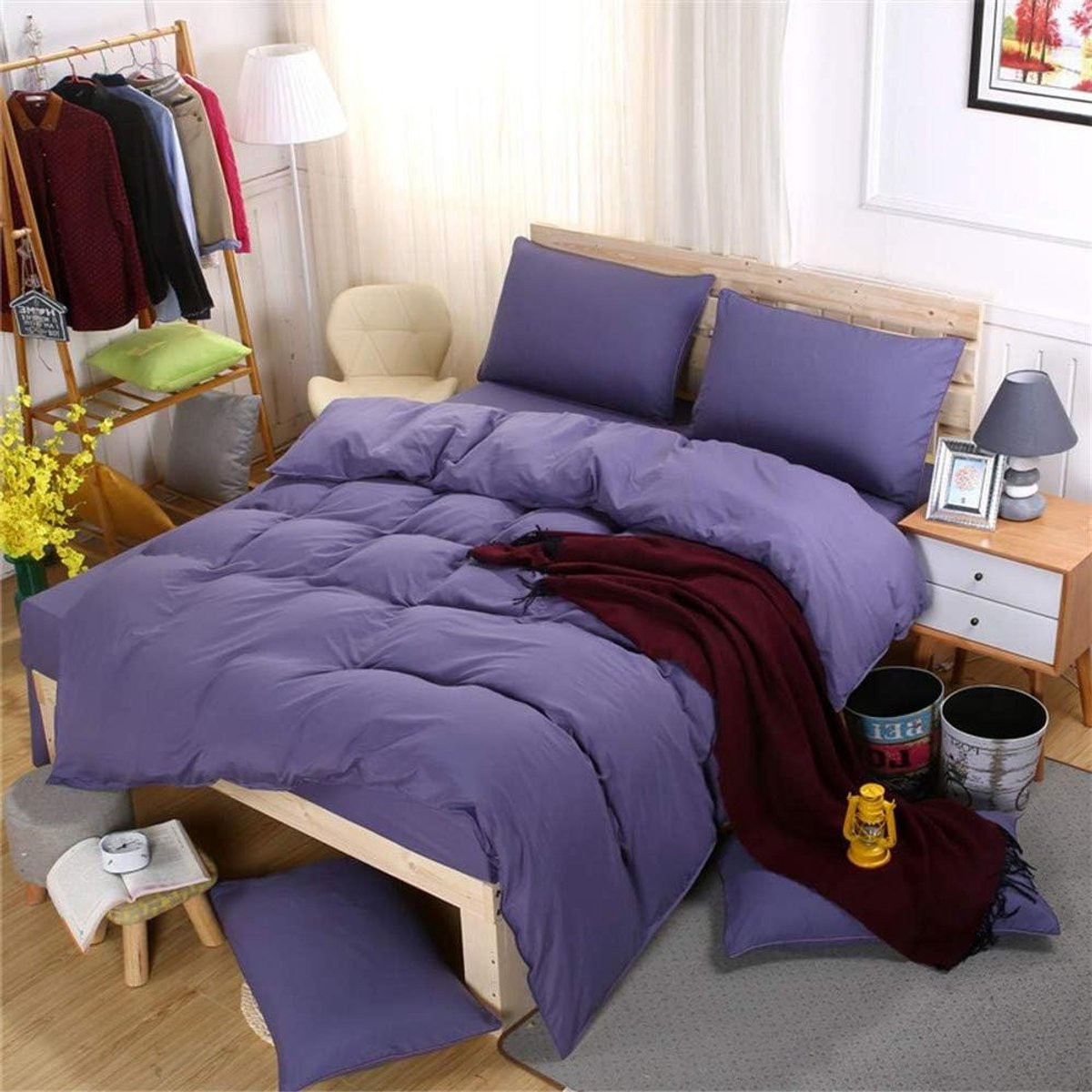 4-delig Dekbedovertrekset Paars 200x230cm