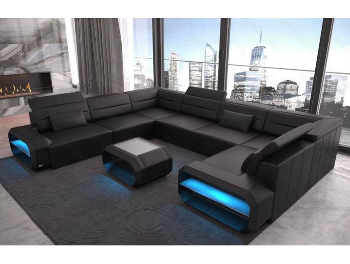 Wohnlandschaft Verona U-Form aus Leder