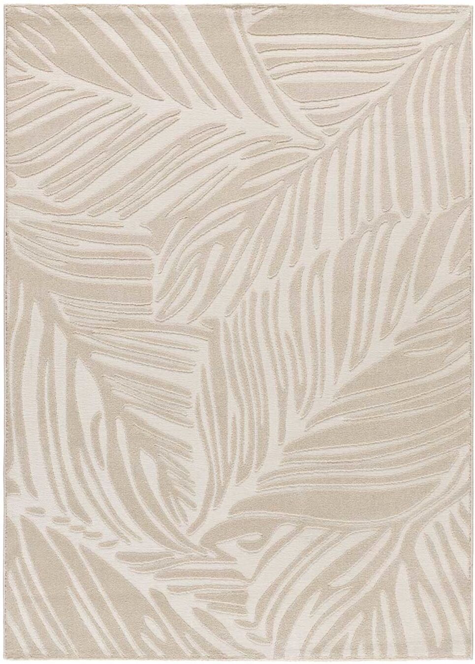 Atticgo Tapis à relief botanique blanc/crème 133x190 cm Blanc 190x1x133cm