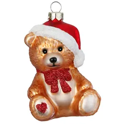 Christbaumschmuck Glas 7cm Teddy Bär Figur Handbemalt Weihnachtsbaum Anhänger Weihnachten Christbaumanhänger Weihnachtsbaumschmuck Wald Tiere Braun