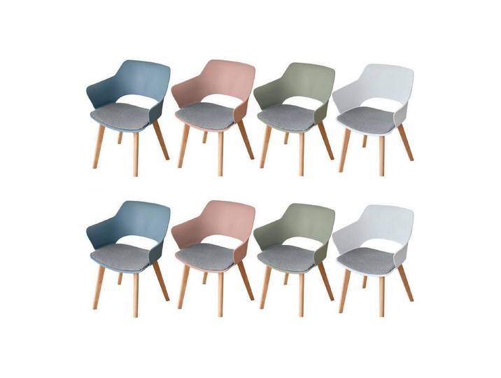 LuxusKollektion Polsterstuhl Esszimmerstuhl Massivholzbeine 8er-Set Weiß grün bohnenpaste morandy