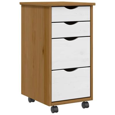 Helloshop26 - Rollbarer Kleiderschrank mit Schubladen praktischer Stauraum 34 x 39 x 65,5 cm honigbraunes Kiefernholz