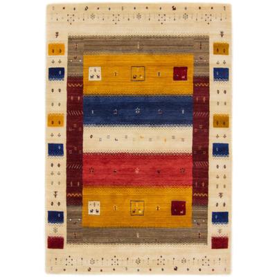 Wollteppich CARPETFINE "Gabbeh Soni", bunt (multi), B:240cm H:15mm L:340cm, Wolle, Teppiche, reine Wolle, sehr weicher Flor, Wohnzimmer