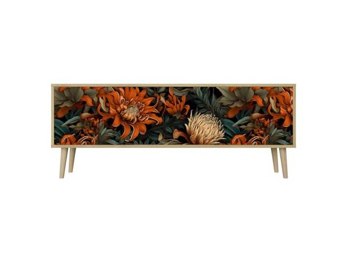 Healancy Biomedical TV Schrank mit Türen - Kommode - Fernsehschrank - Lowboard - Fernsehtisch - Wohnzimmer Möbel - Board mit Stauraum - Tisch - Sideboard - Fernsehrregal Riva-Eiche
