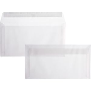 Blanke Briefumschläge transparent, Kompaktbrief, ohne Fenster, haftklebend, 100g/m², 100 Stück