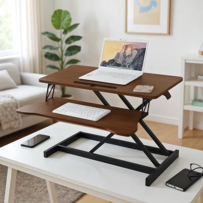 Aura 32 Inch Desk Converter, Height Adjustable Sit to Stand Riser, Dual Monitor and Laptop Workstation with Wide Keyboard Tray