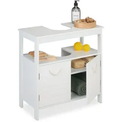 Relaxdays Waschbeckenunterschrank mit Seilgriffen Weiß