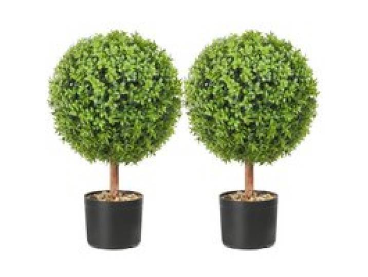 VEVOR 2x Buchsbaumkugel Künstlich 559mm Garten Deko Buchsbaum im Blumentopf Kugel künstlich Buchskugel Kunstpflanze aus PE, Holz, PP inkl. 4 Stk. Dekorative Schmetterlinge und 10 Stk. Ersatzblätter