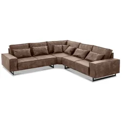 filippo Ecksofa Antwerp Mikrofaser Braun 295 cm